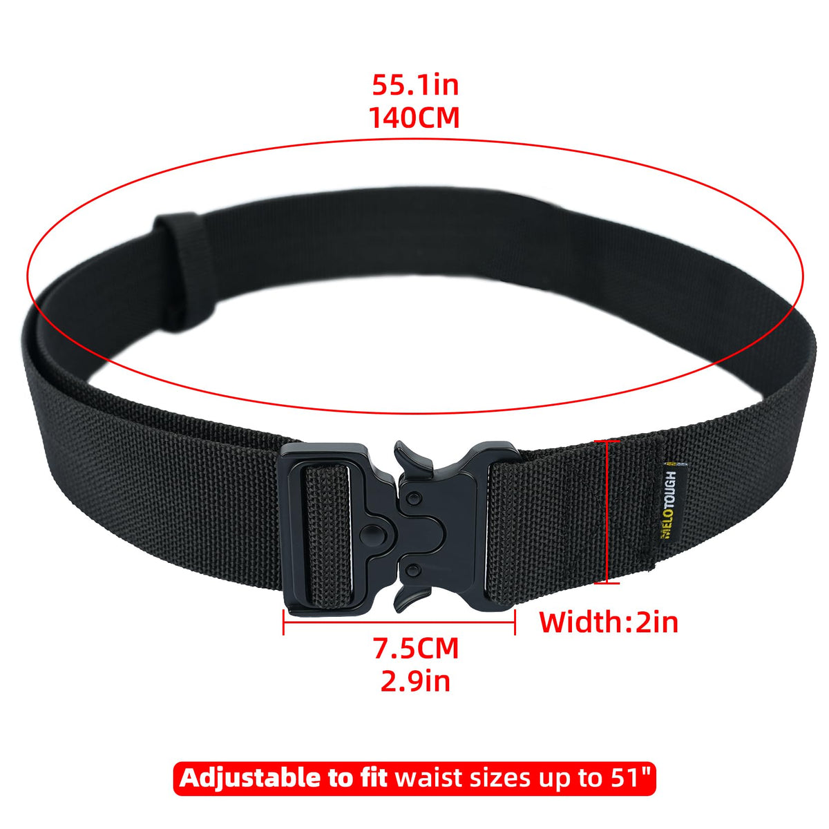 2" Nylon Web Work Tool Belt with Quick Release Metal Buckle M9914