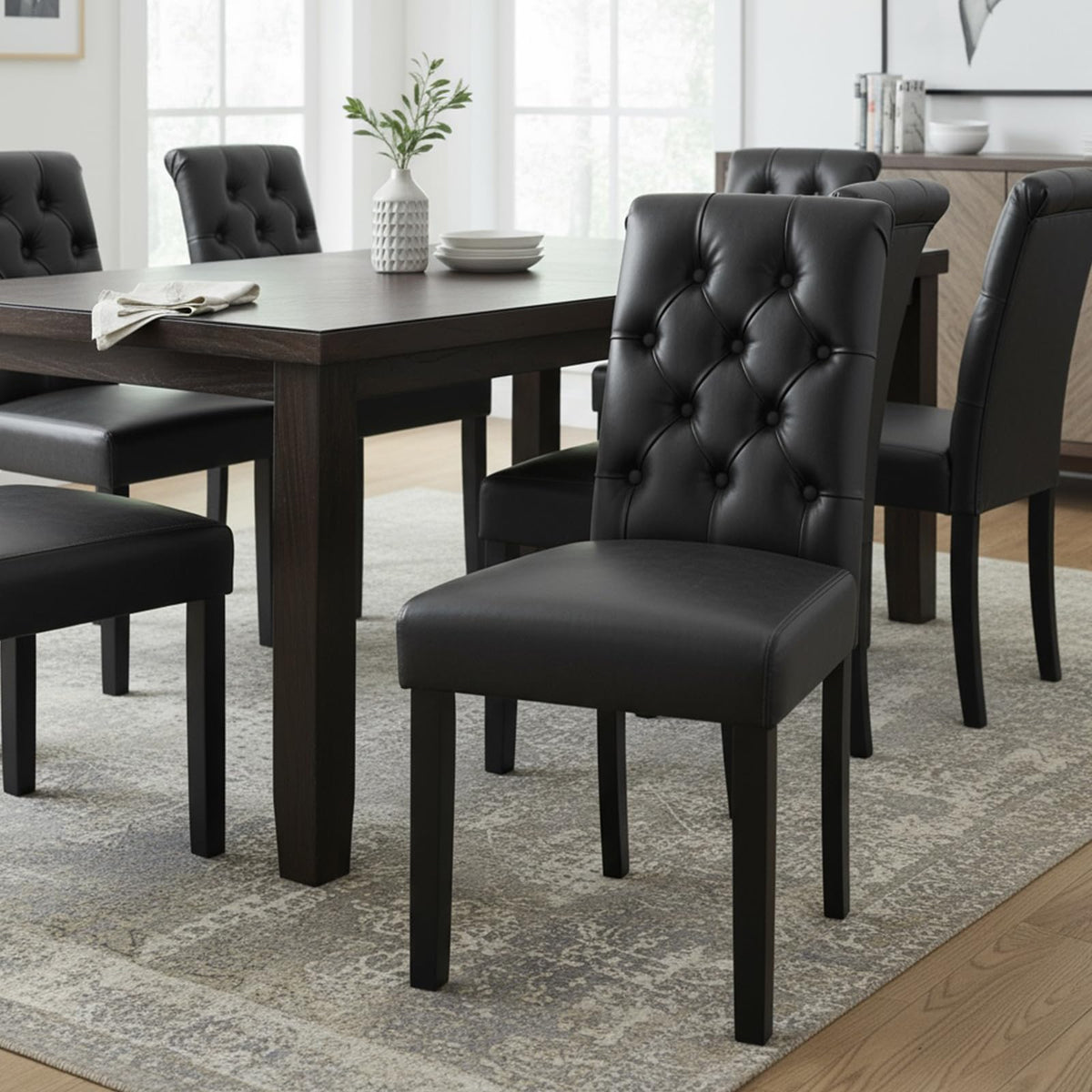 Black PU Leather Dining Chairs Set of 4 G95389