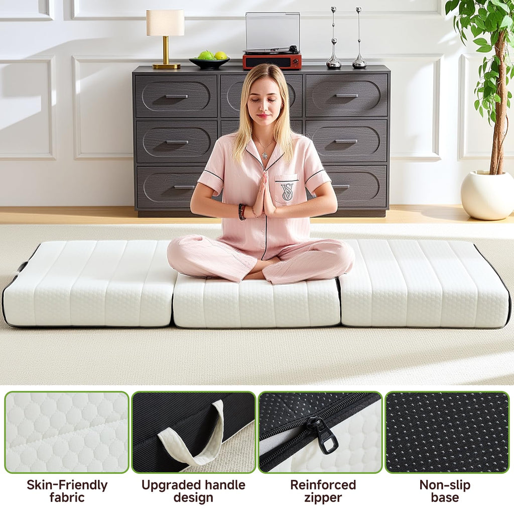 King Tri-Fold Memory Foam Mattress with Washable Cover M1962