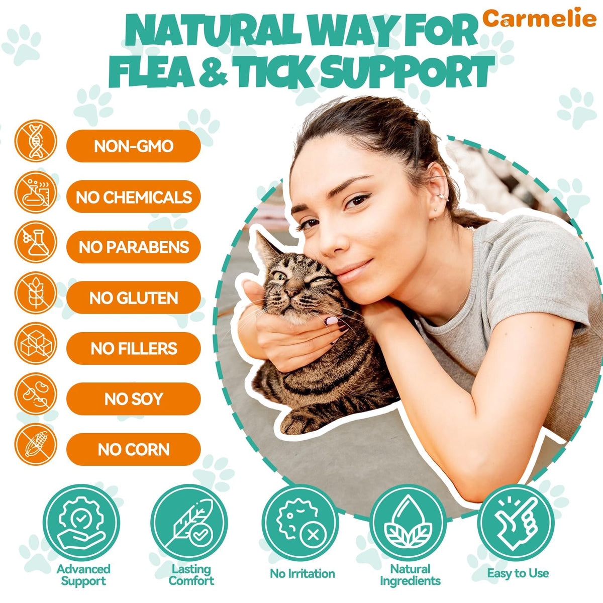 Flea and Tick Prevention for Cat with Vitamins Fish Oil 2 fl oz K6050