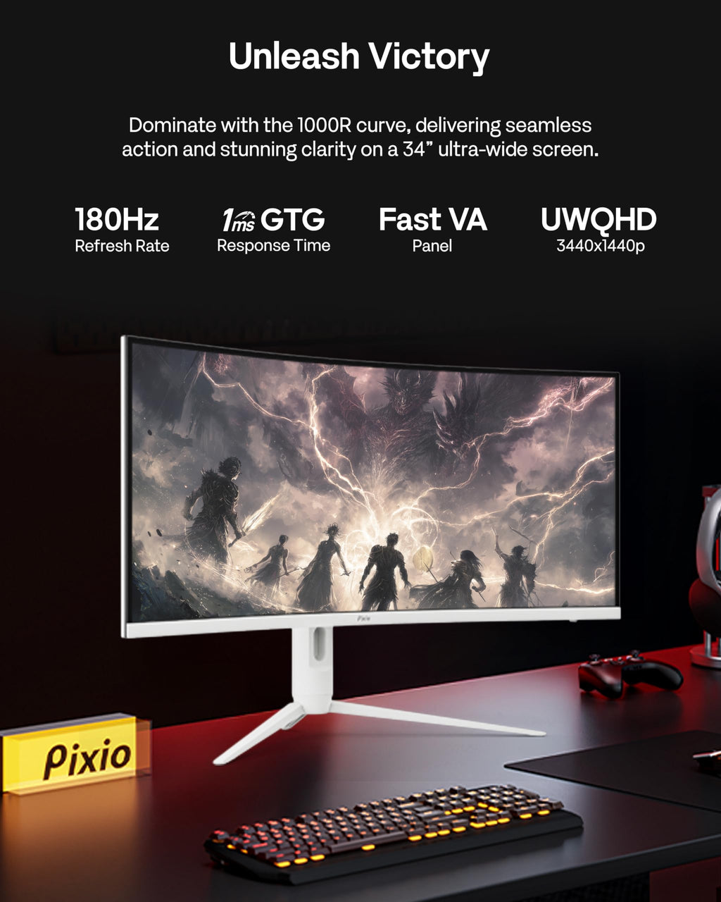 White 34" 180Hz Curved Gaming Monitor F681