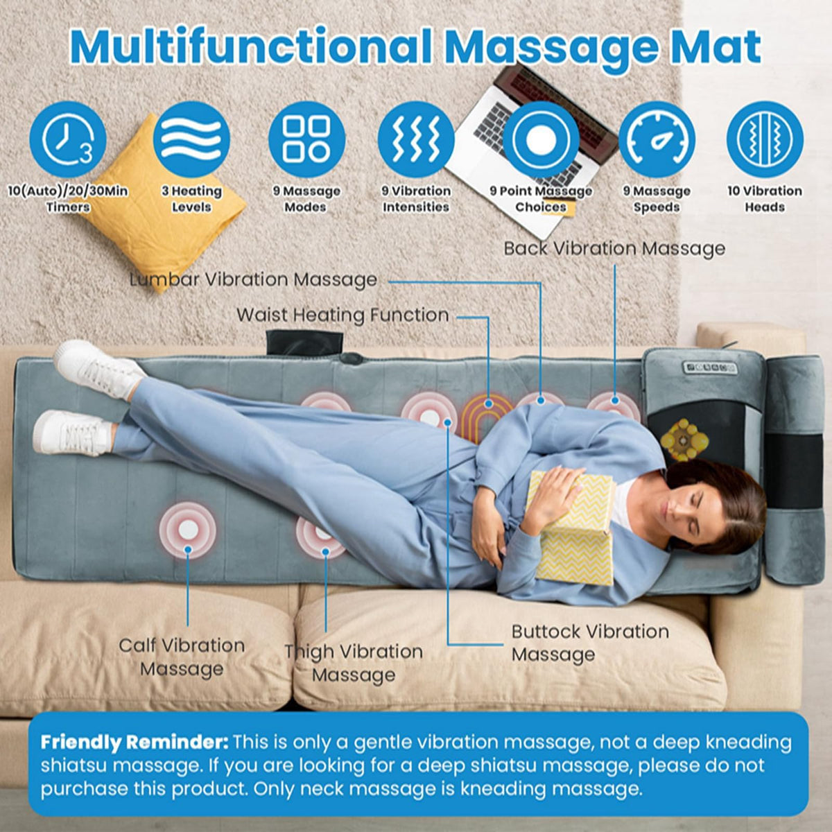 Full Body Massage Mat with Heat V19915