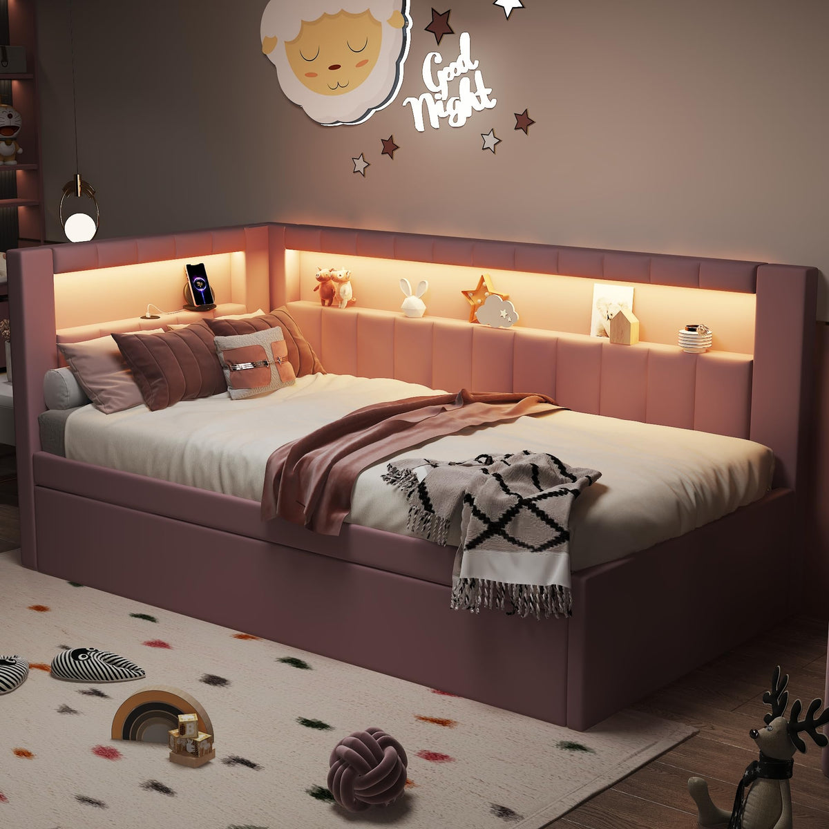 Pink Twin Size Daybed with Trundle K89433