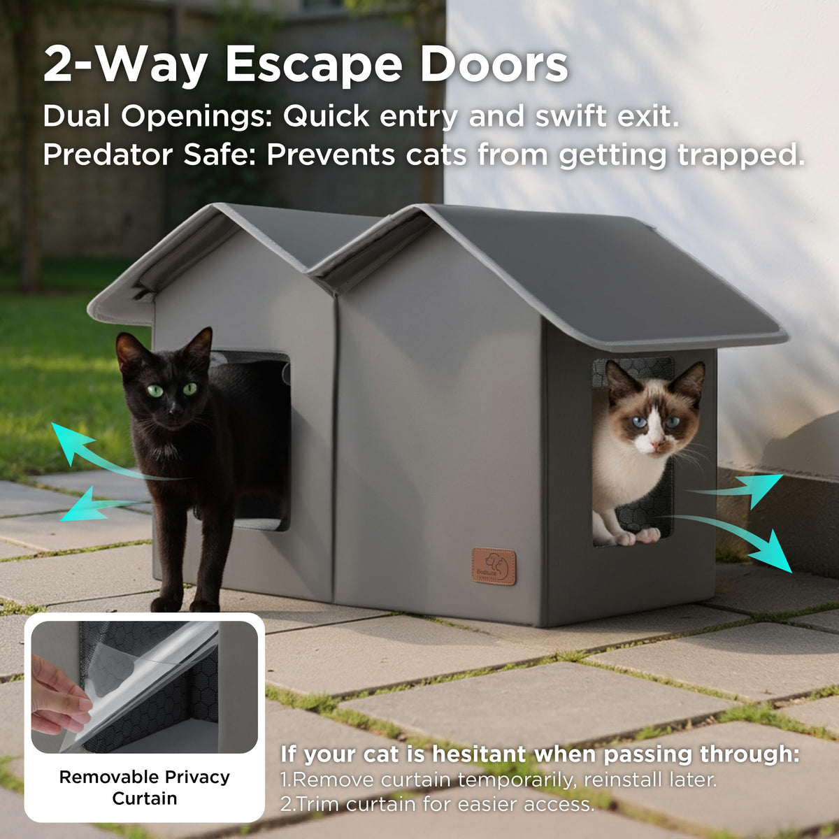 Weatherproof Outdoor Cat House with Raised Base J4438