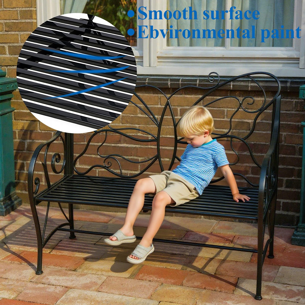 Outdoor Cast Iron Bench with Armrests Double Seats I403