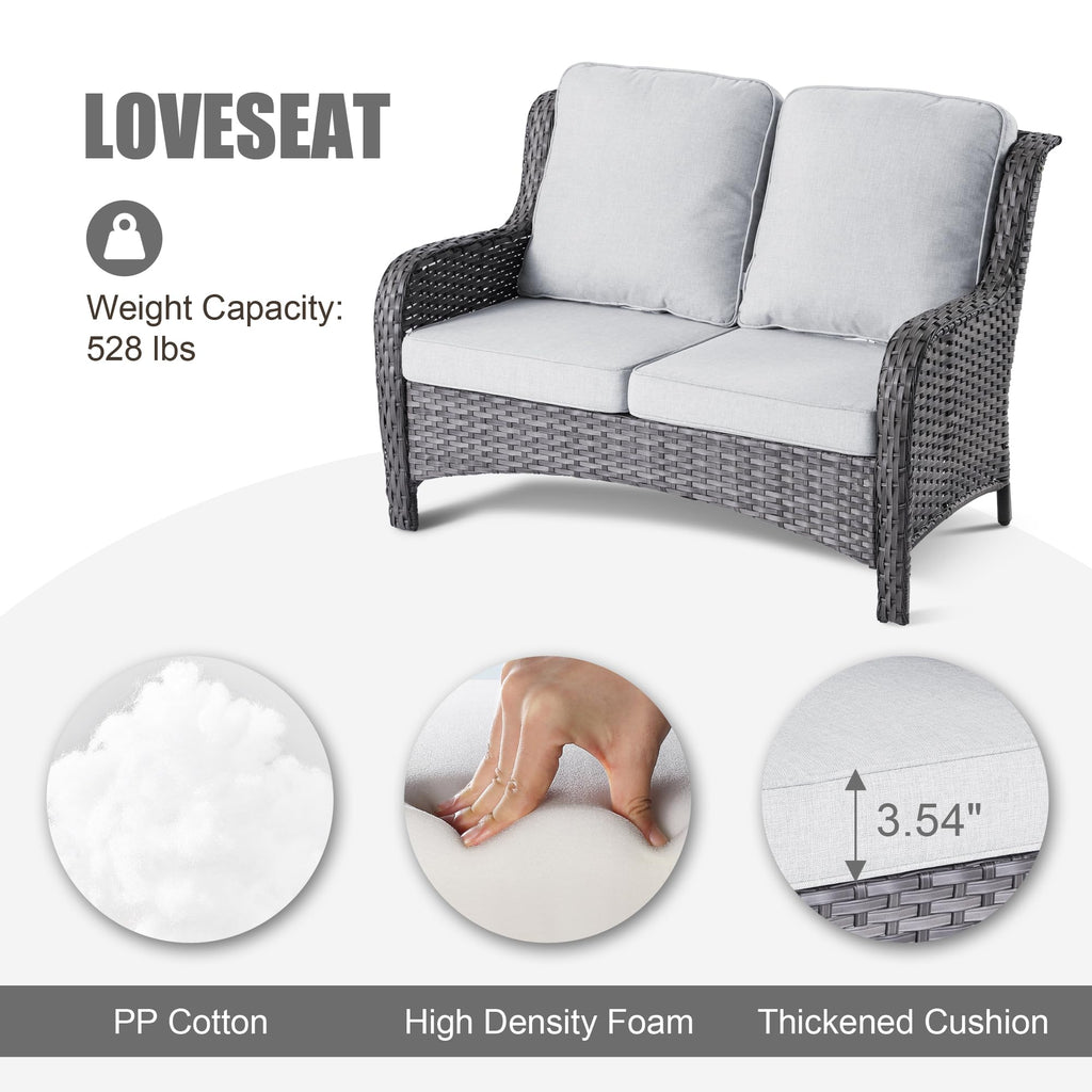 5 Piece Wicker Sofa Set with Fire Pit Table G232