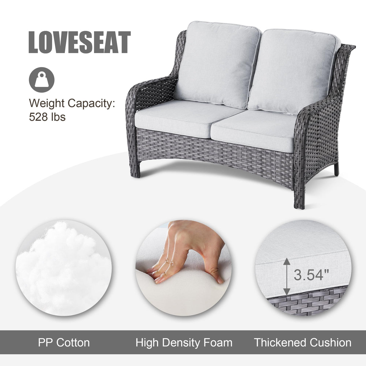 5 Piece Wicker Sofa Set with Fire Pit Table G232