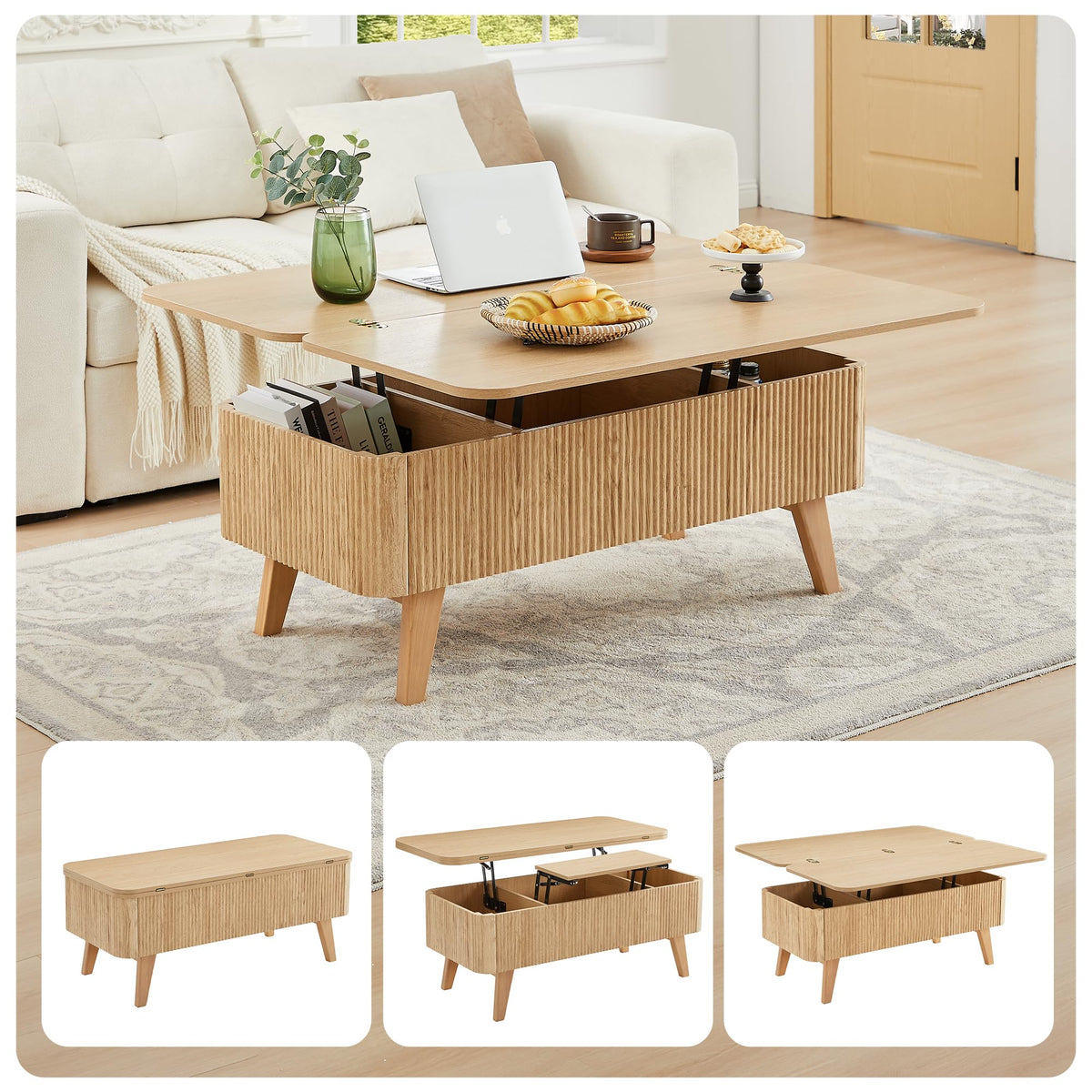 3 in 1 Lift Top Convertible Coffee Table with Storage A94389