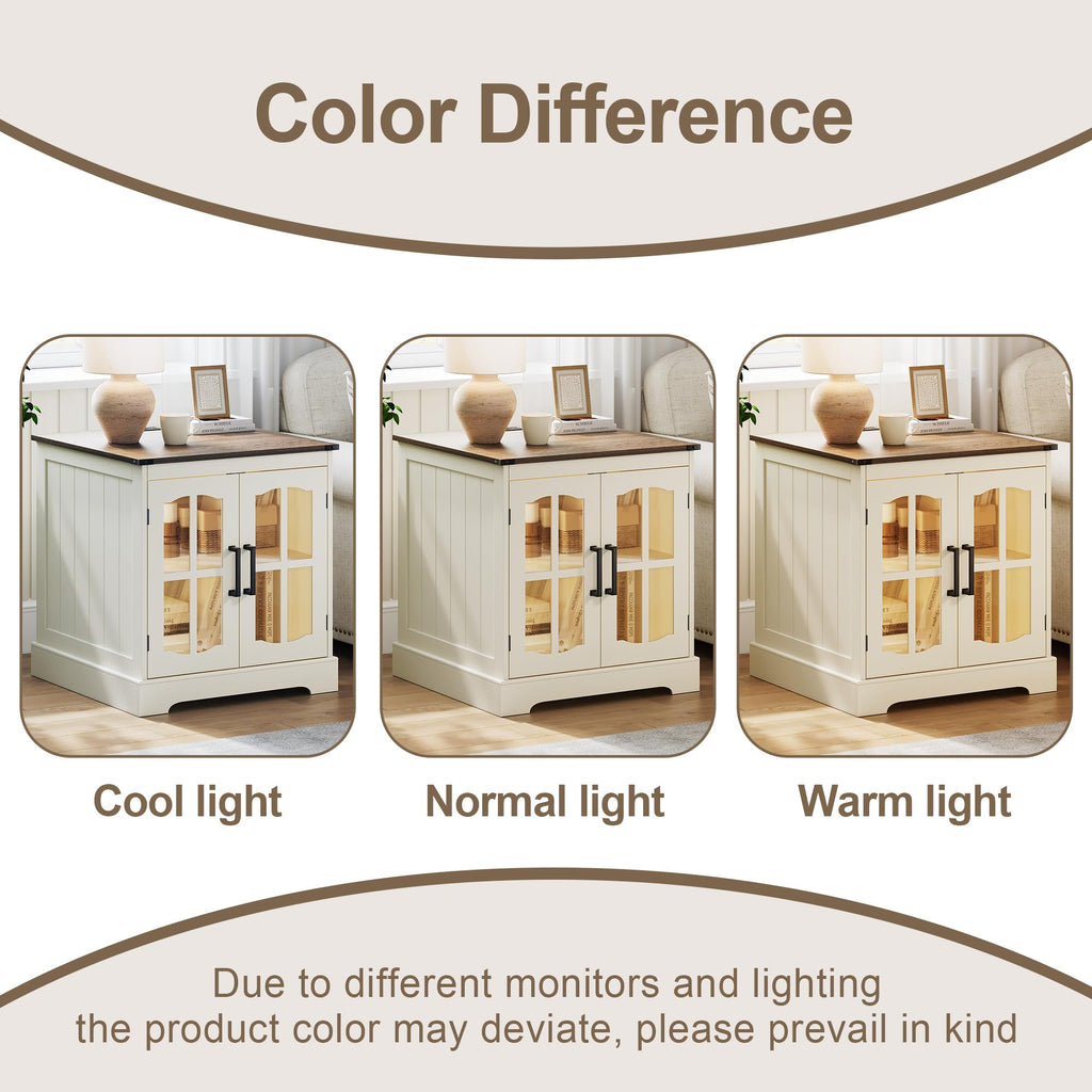 24" Farmhouse End Tables Set of 2 with LED B434997