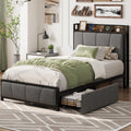 Twin Size Bed Frame with Storage Drawers and Charging Station A367