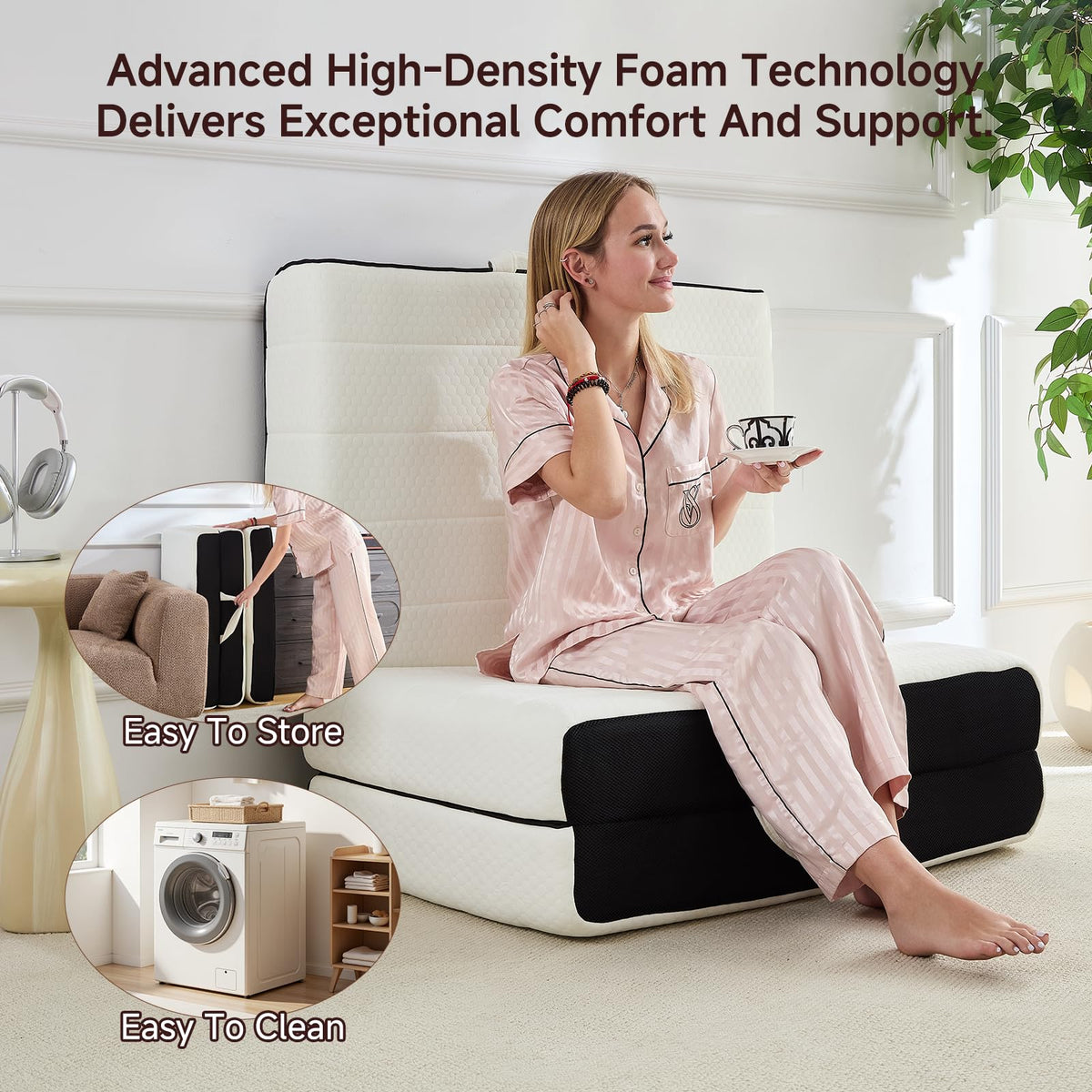King Tri-Fold Memory Foam Mattress with Washable Cover M1962