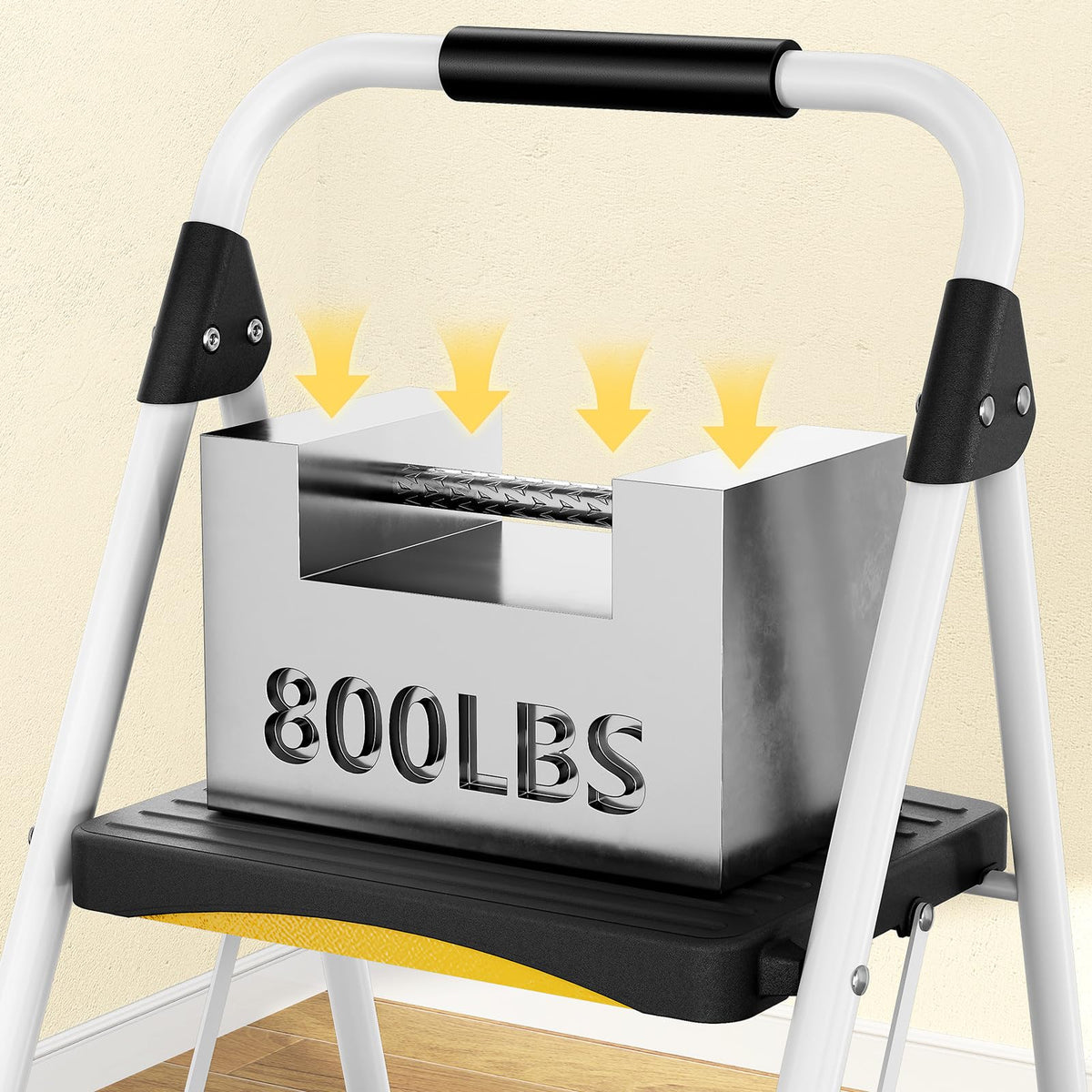 4 Step White Folding Step Stool J6169