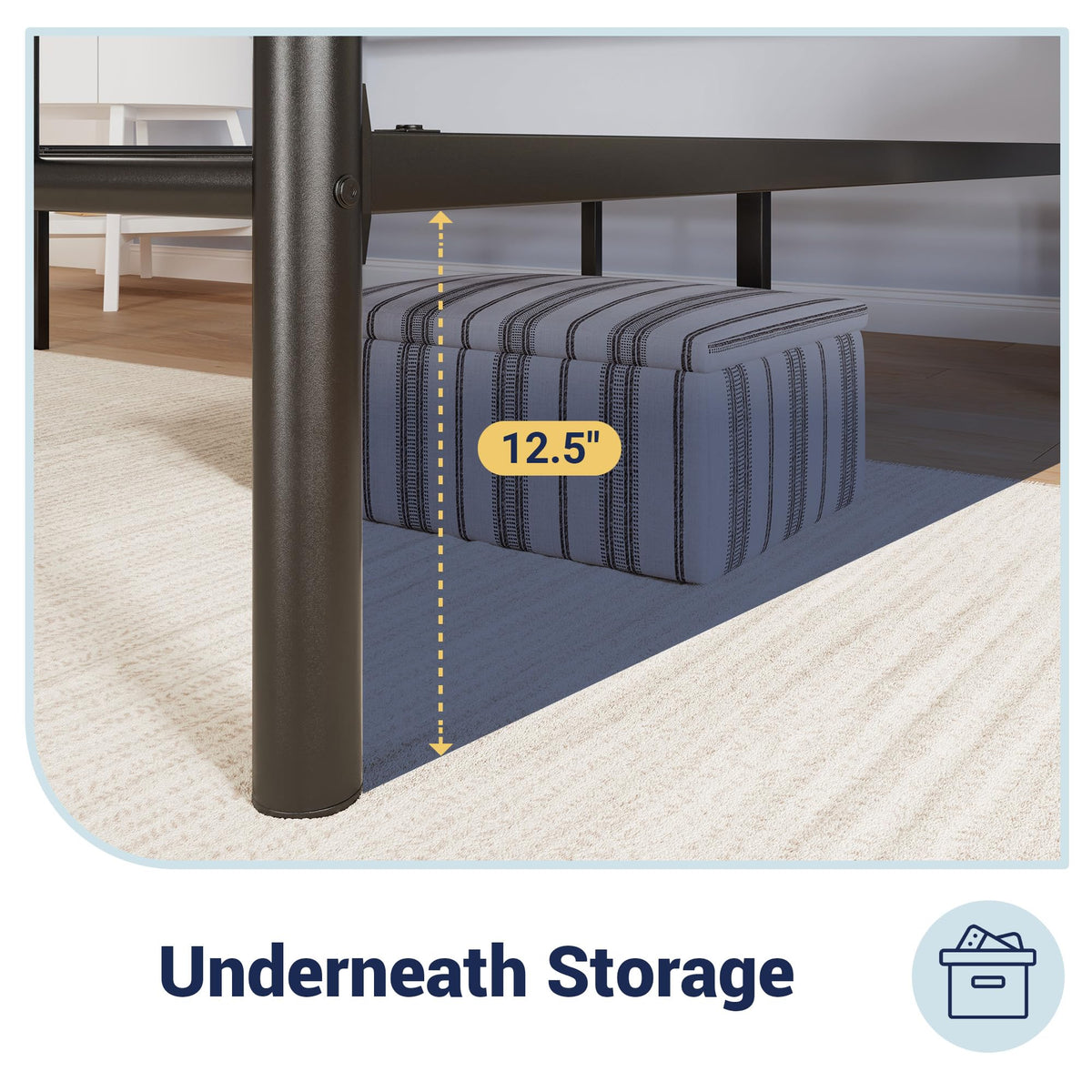 Full Size Black Metal Bed Frame with Headboard and Footboard D31777