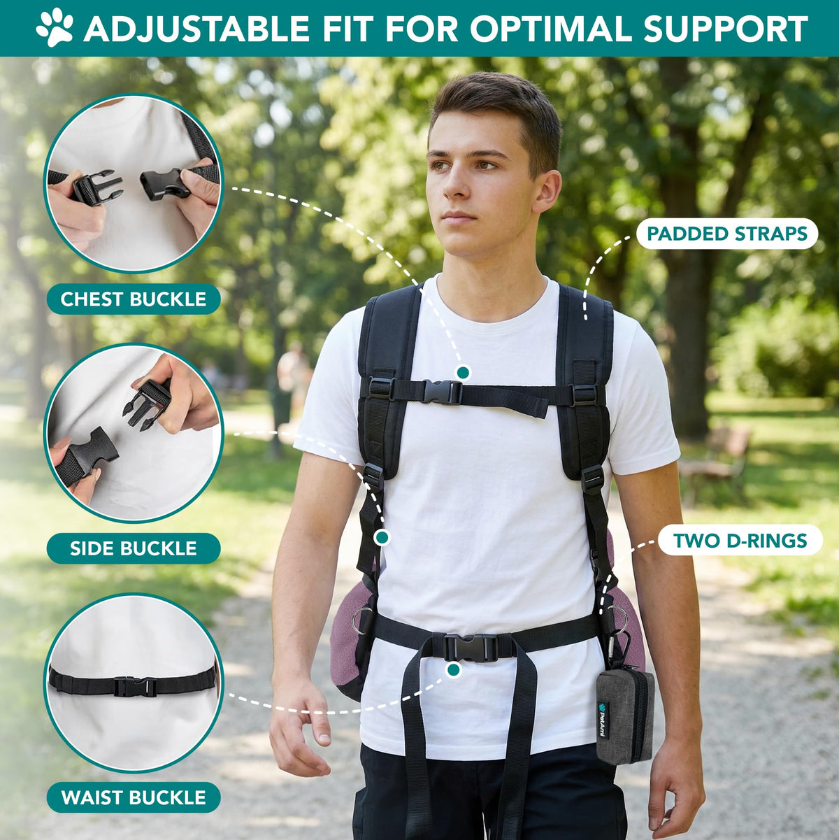 Hands Free Front Pet Carrier Backpack, 10 lbs, Purple V55580