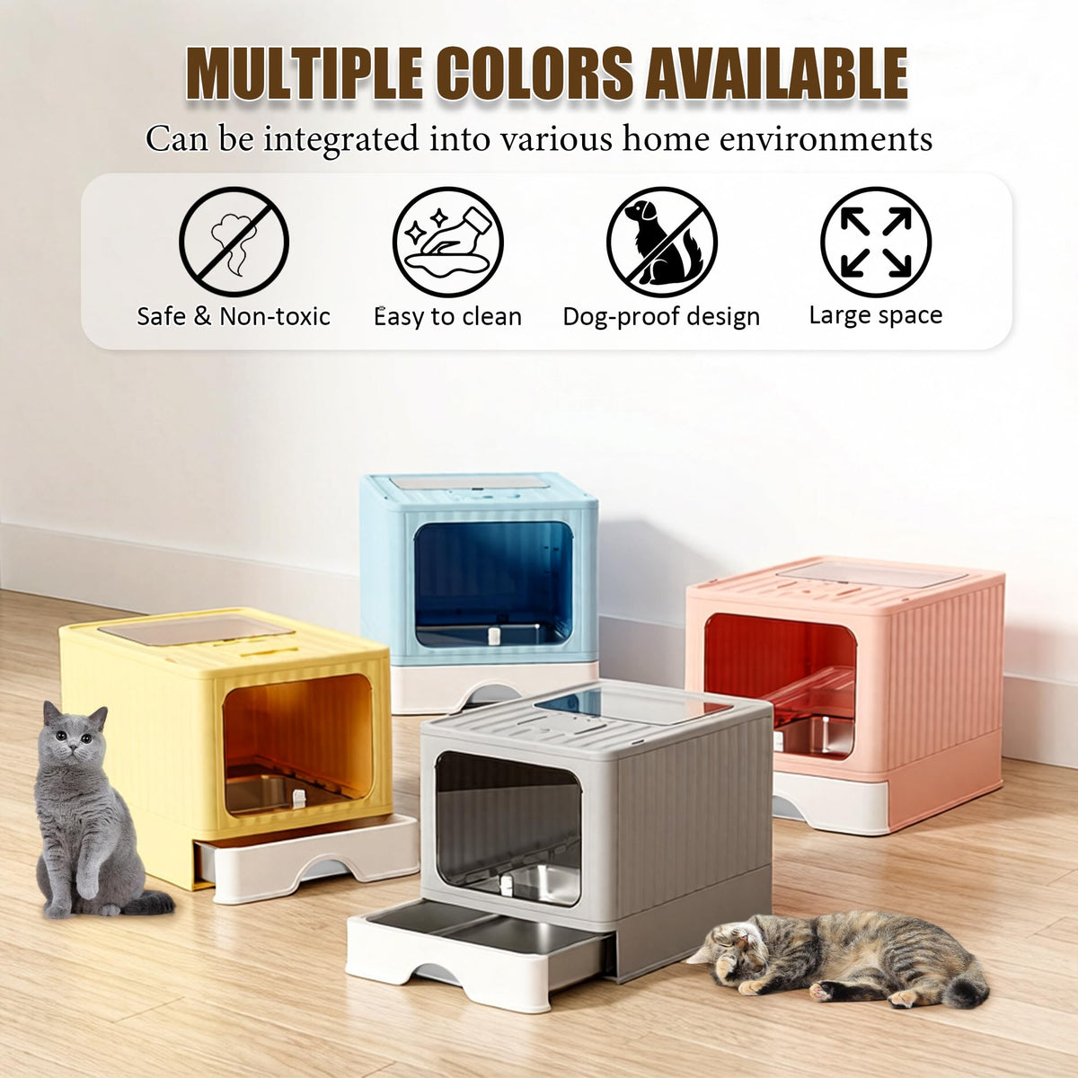 Stainless Steel Cat Litter Box With Lid F455