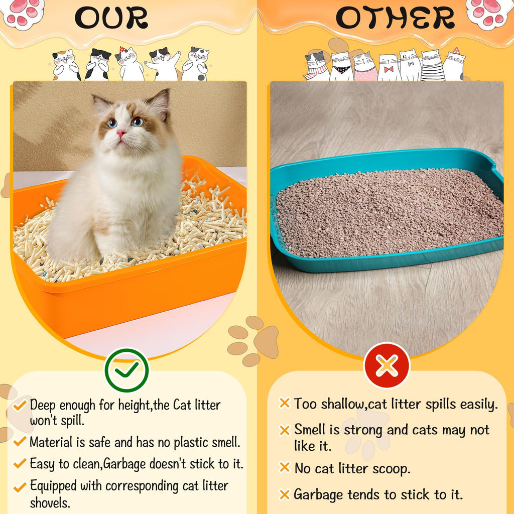 6 Pcs Plastic Kitten Litter Box Set with Scooper M13715
