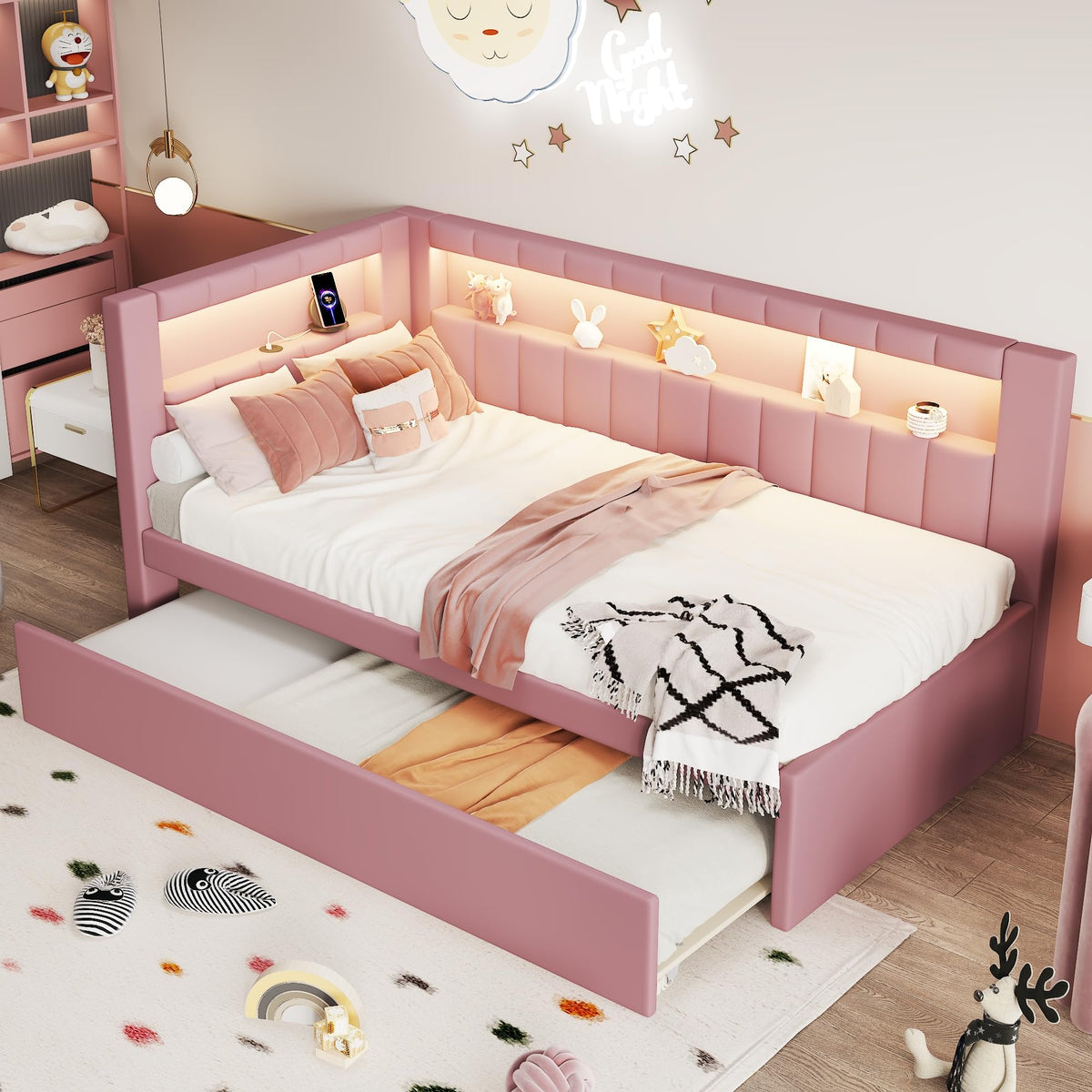 Pink Twin Size Daybed with Trundle K89433