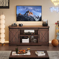 Brown Farmhouse TV Stand with Sliding Barn Doors and Storage Cabinets W564043