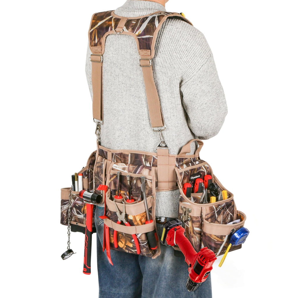 Camo 7 Piece Tool Belts with Suspenders and Pouches O297182