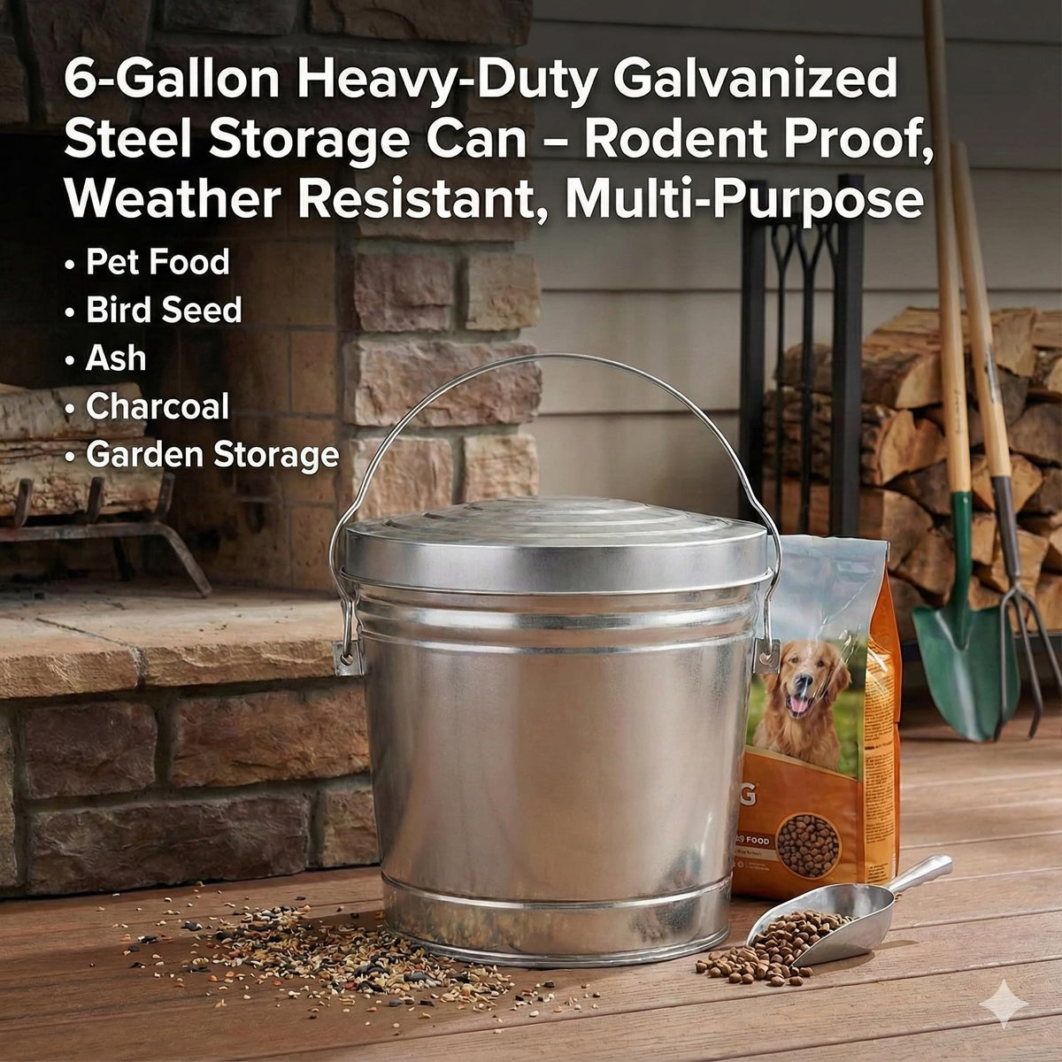 6-Gallon Galvanized Steel Storage Can with Lid H657067