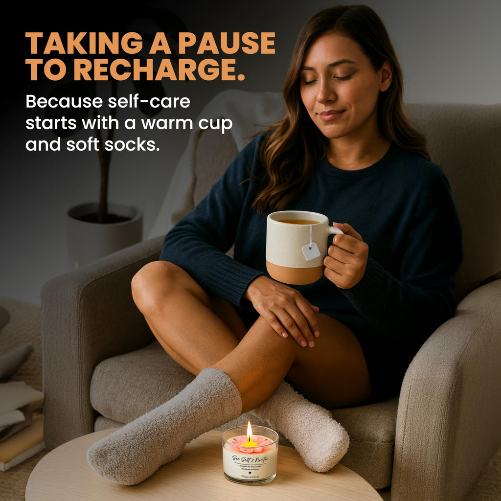 Ceramic Mug Socks Candle Tea Gift Set U98138