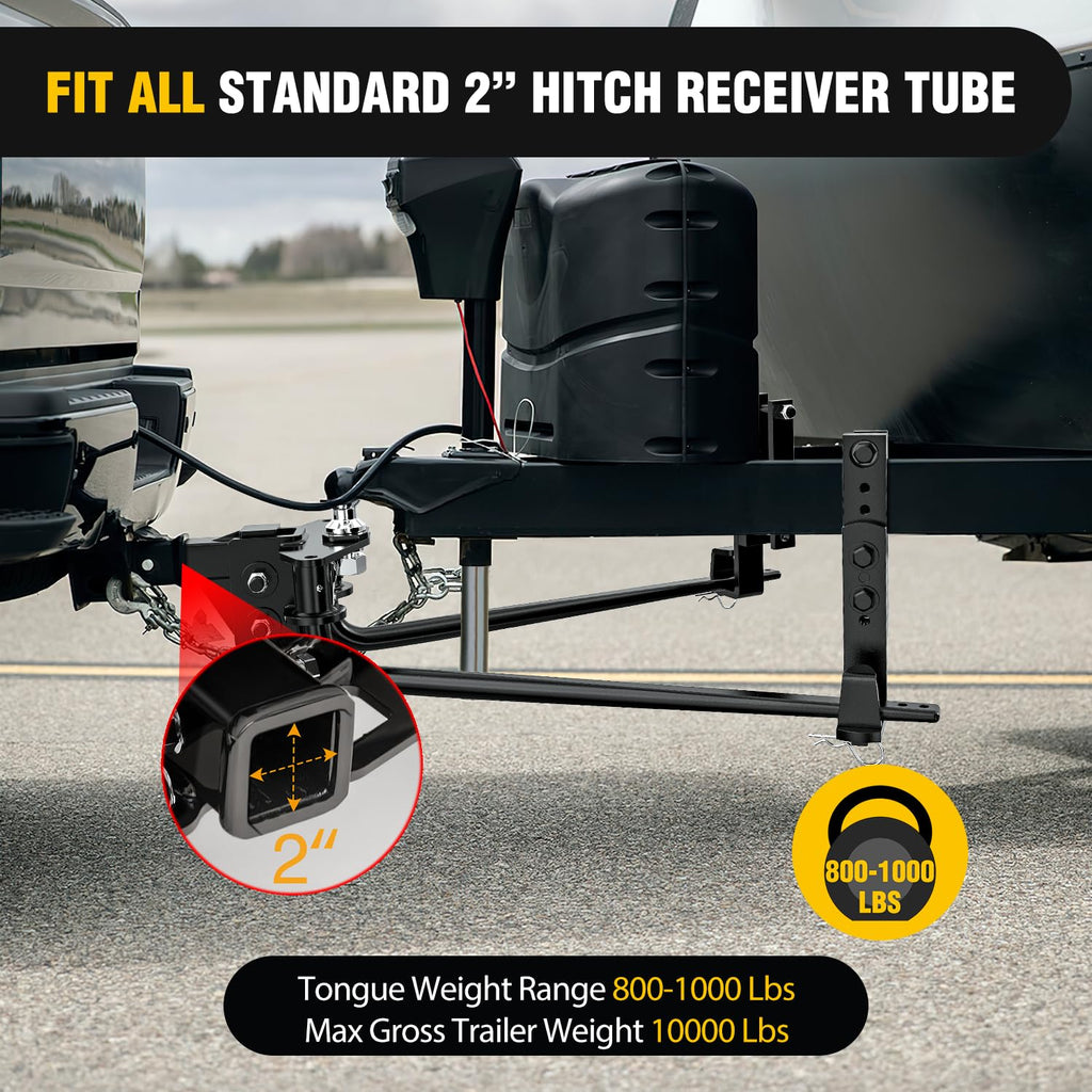 800 lbs Round Bar Weight Distributing Hitch Kit with Sway Control X832