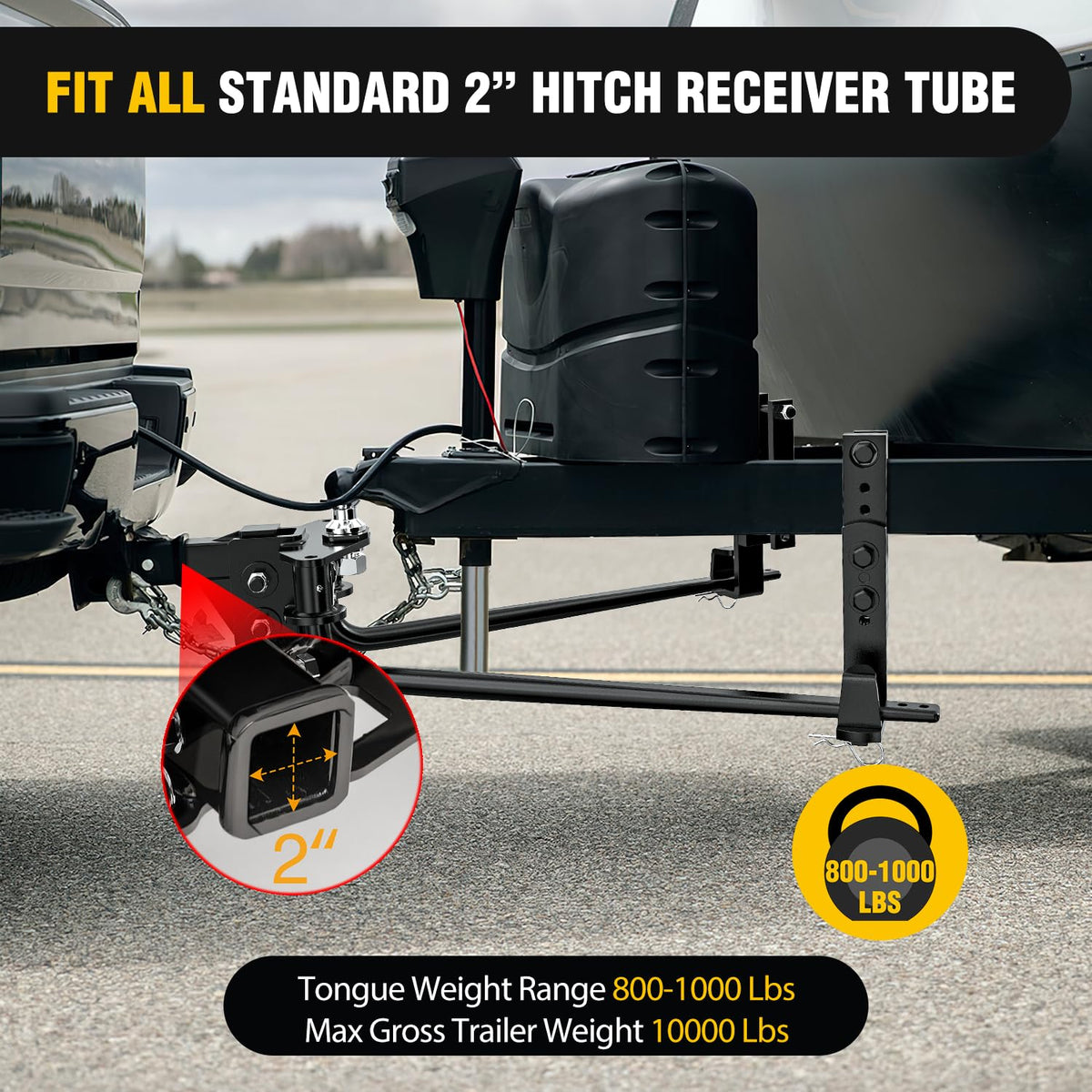 800 lbs Round Bar Weight Distributing Hitch Kit with Sway Control X832