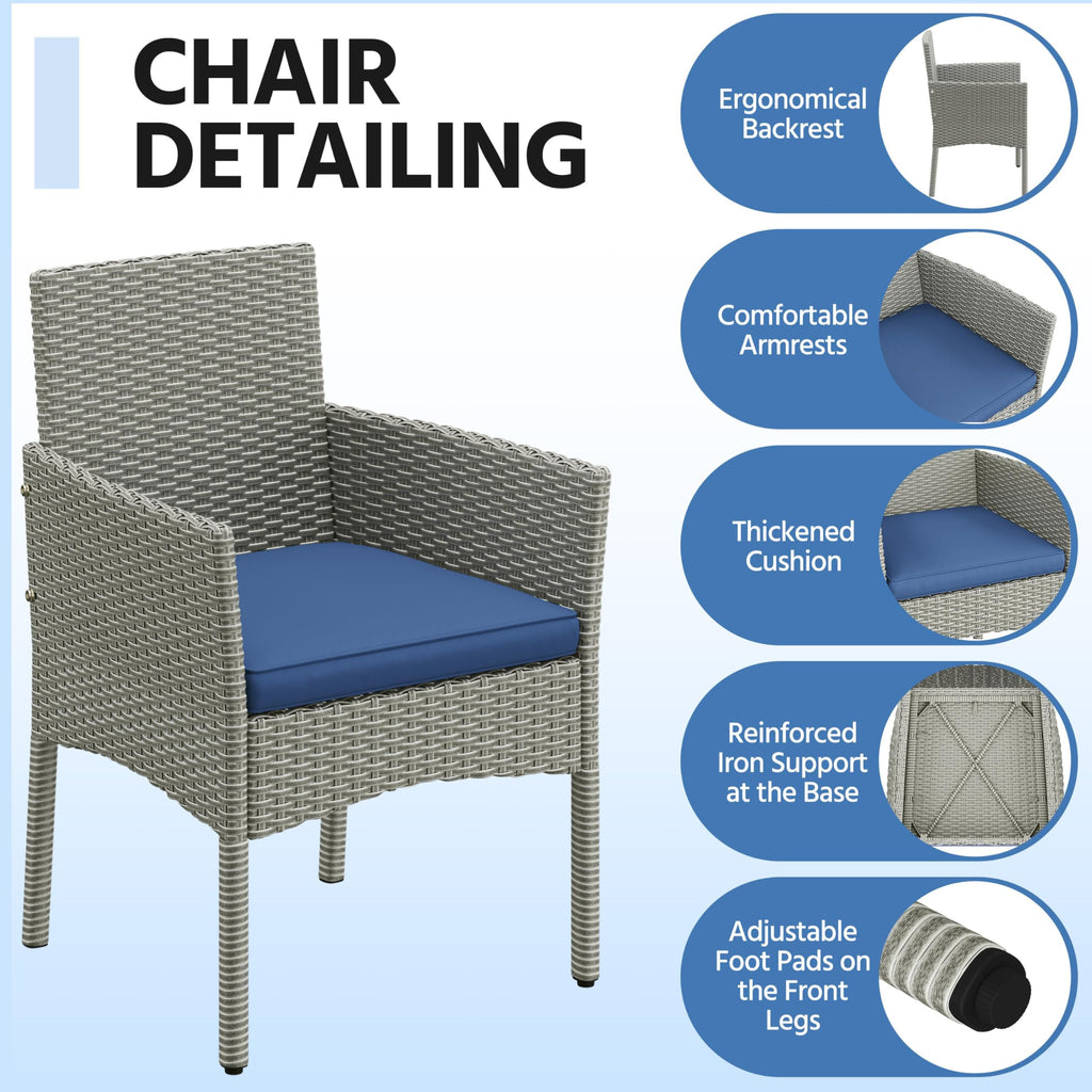 4 Pieces Rattan Wicker Patio Furniture Set with Cushion and Glass Table G7561