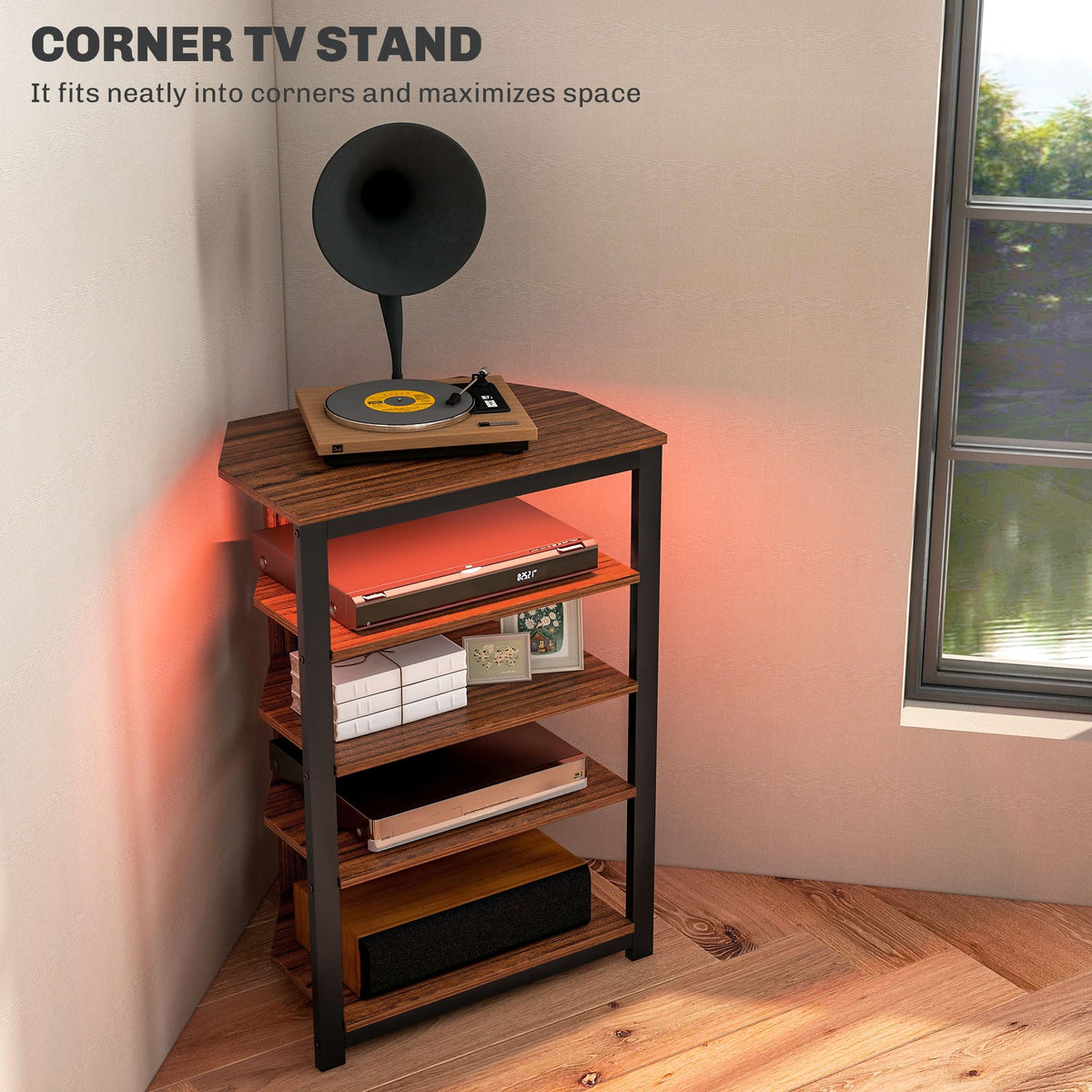 Brown 4-Tier Media Stand B3221