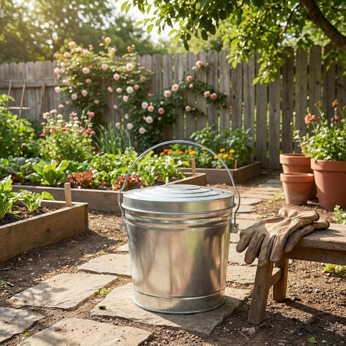 6-Gallon Galvanized Steel Storage Can with Lid H657067