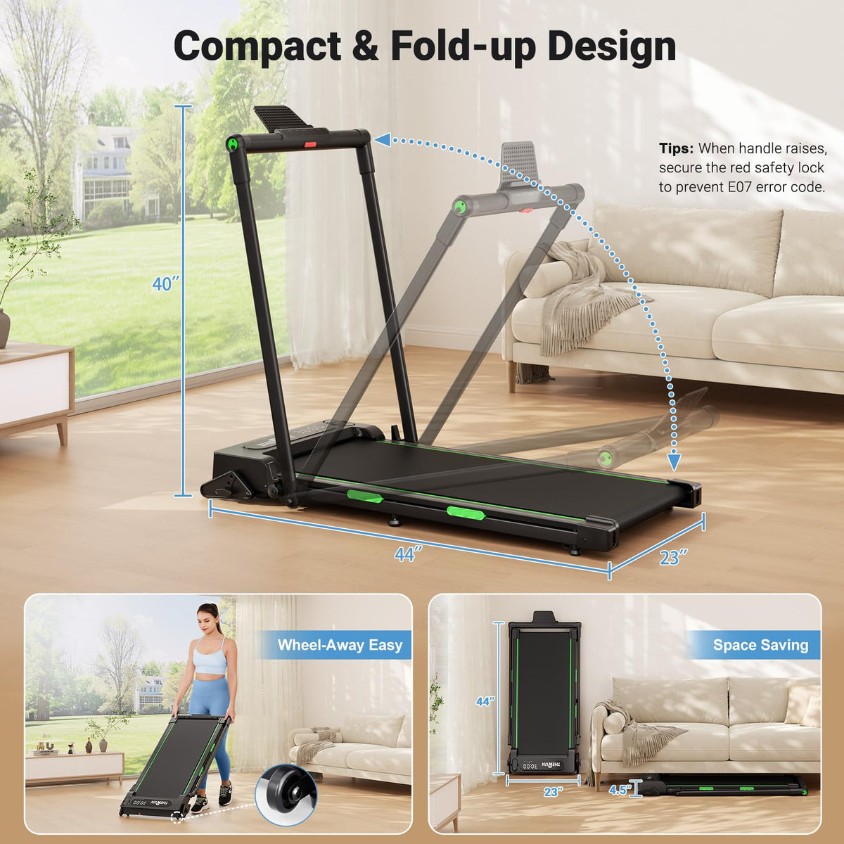 Walking Pad Treadmill with Handle Bar E740