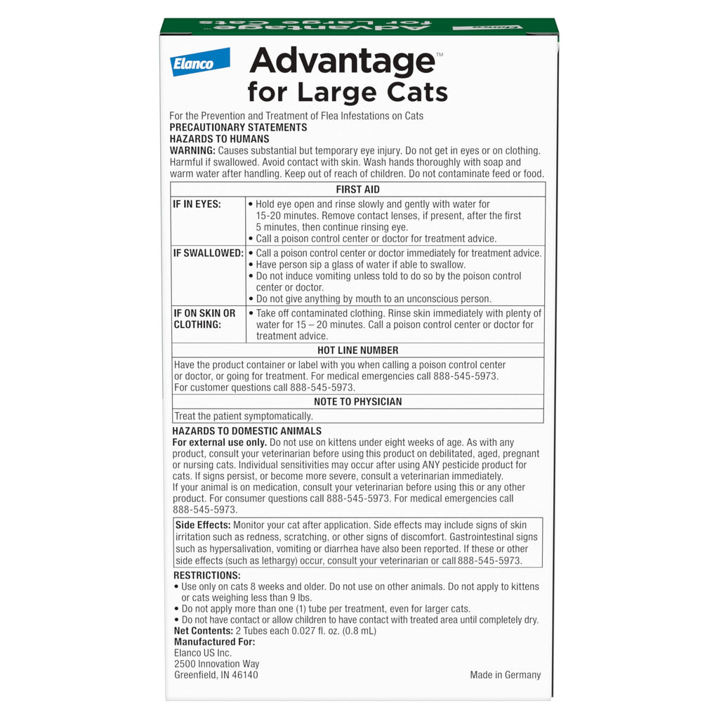Topical Cat Flea Treatment and Prevention for Large Cats Over 9 lbs R9329