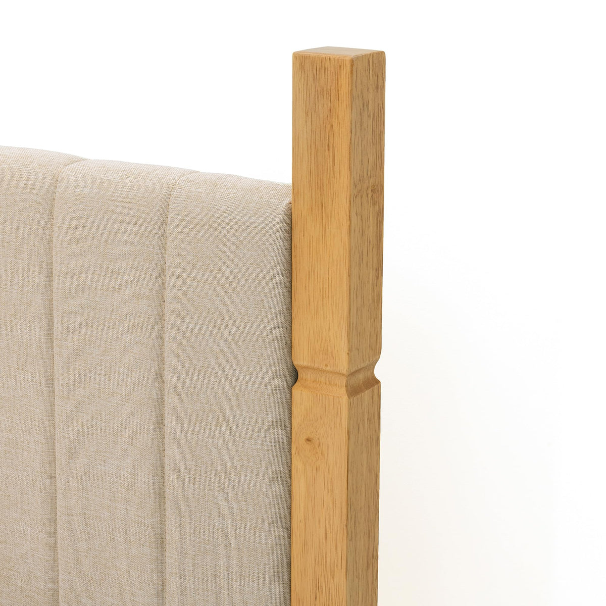 Queen Size Beige Linen Bed Frame with Headboard Q89464