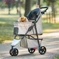 Khaki Pet Stroller with Mesh Canopy V56167
