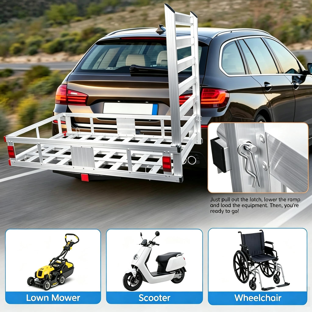 Hitch Cargo Carrier with Ramp, 500 lbs Capacity X697084