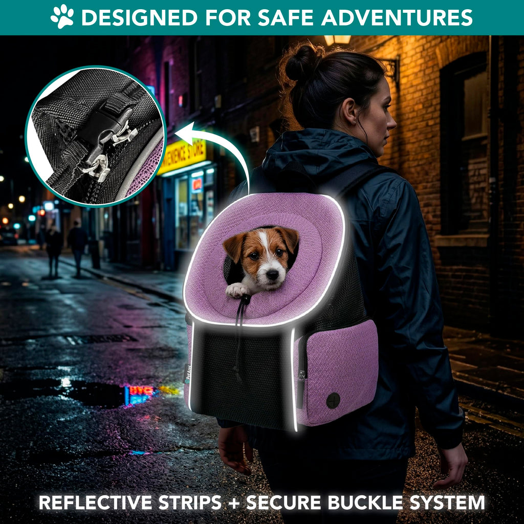 Hands Free Front Pet Carrier Backpack, 10 lbs, Purple V55580