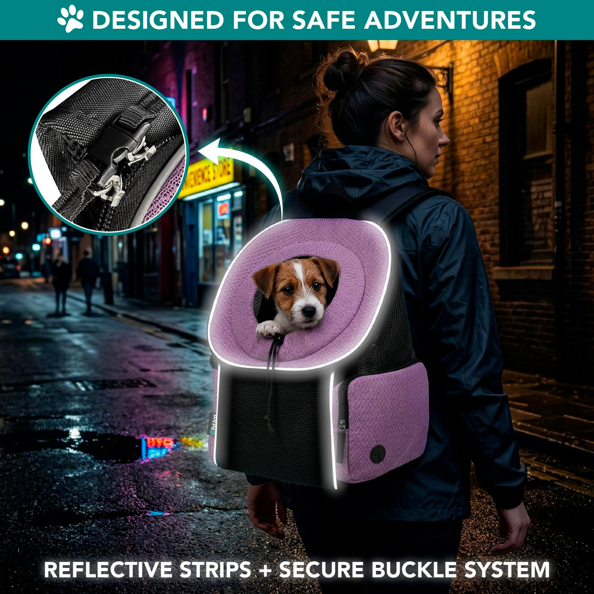 Hands Free Front Pet Carrier Backpack, 10 lbs, Purple V55580