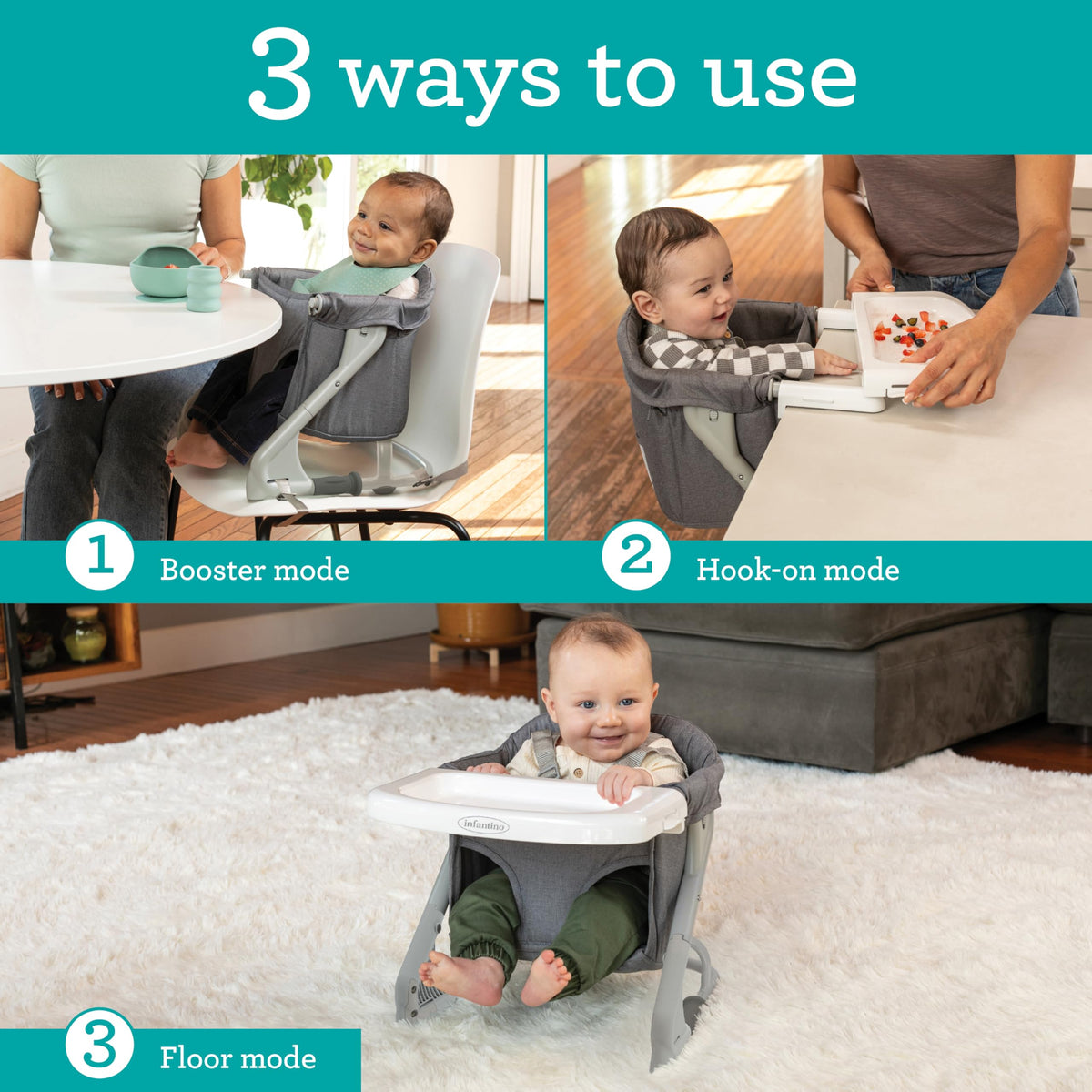 Gray Travel Booster High Chair & Seat J202