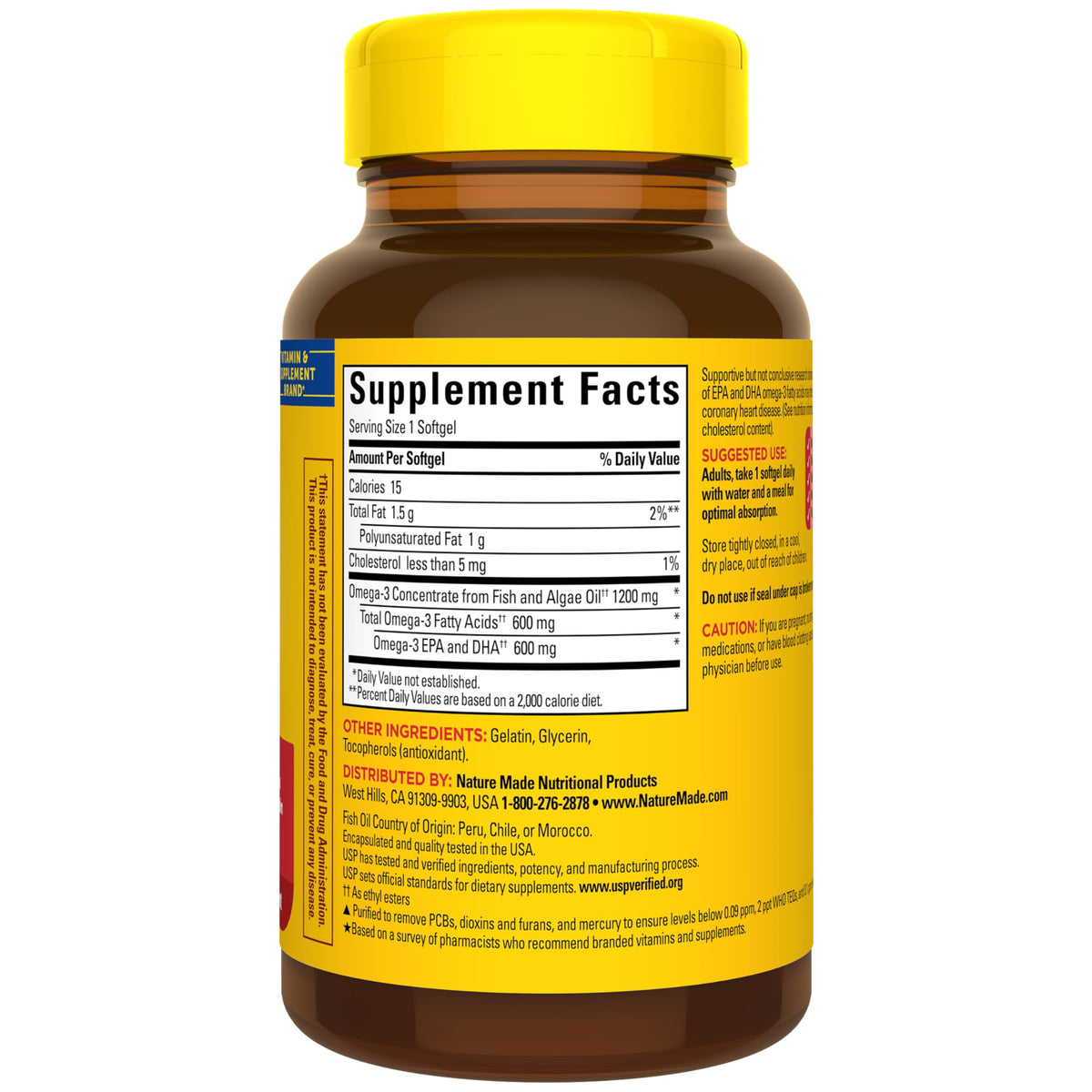 Omega 3 Fish Oil and Algae Oil Supplements 1200mg 60 Softgels D6969