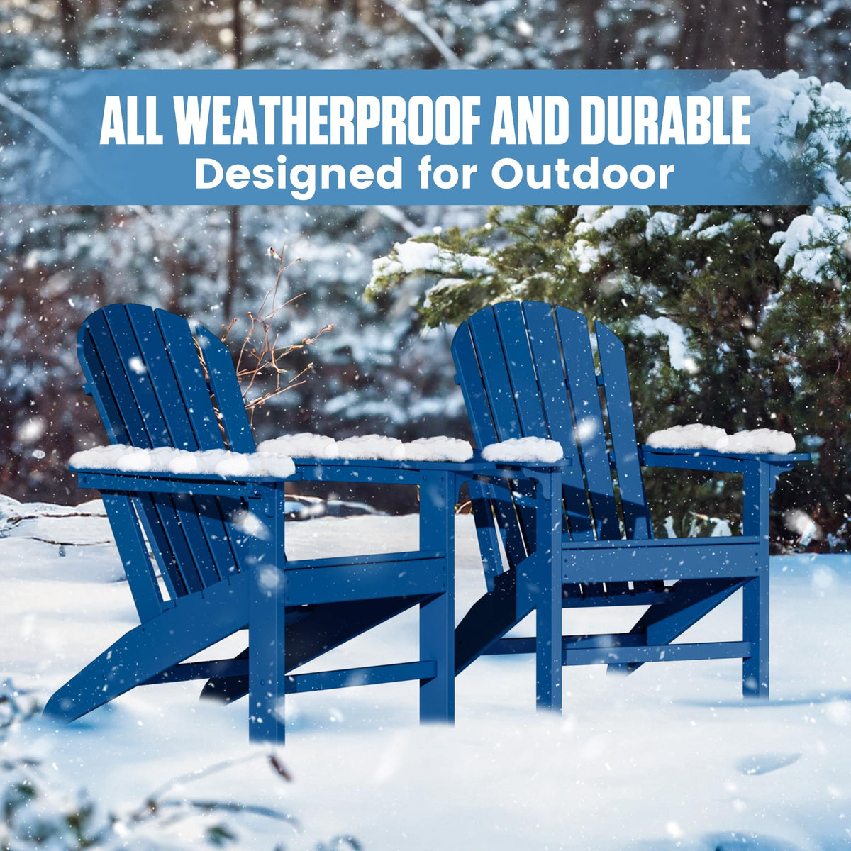 Plastic Adirondack Chair Set of 4 Navy Blue L793408