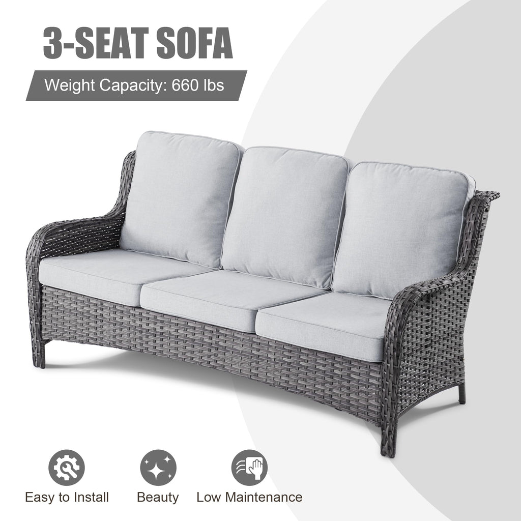 5 Piece Wicker Sofa Set with Fire Pit Table G232