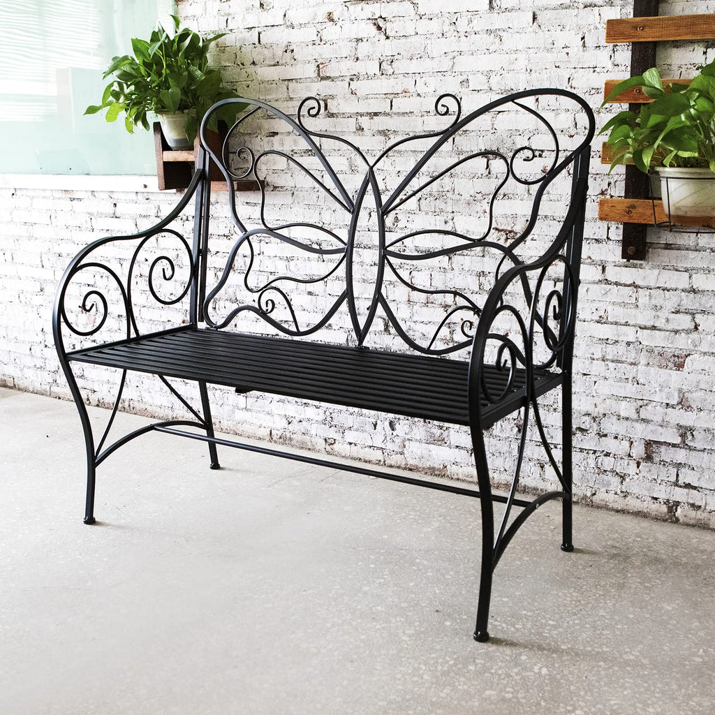 Outdoor Cast Iron Bench with Armrests Double Seats I403