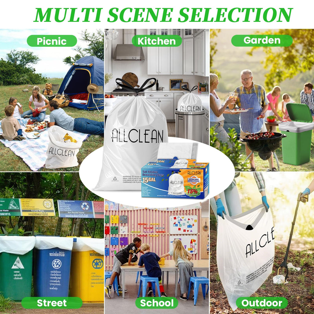 15 Gallon Drawstring Tall Kitchen Trash Bags K213095