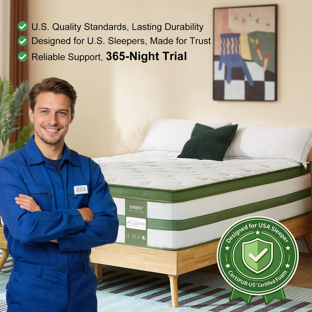 14 Inch Hybrid Memory Foam Full Size Mattress H709727