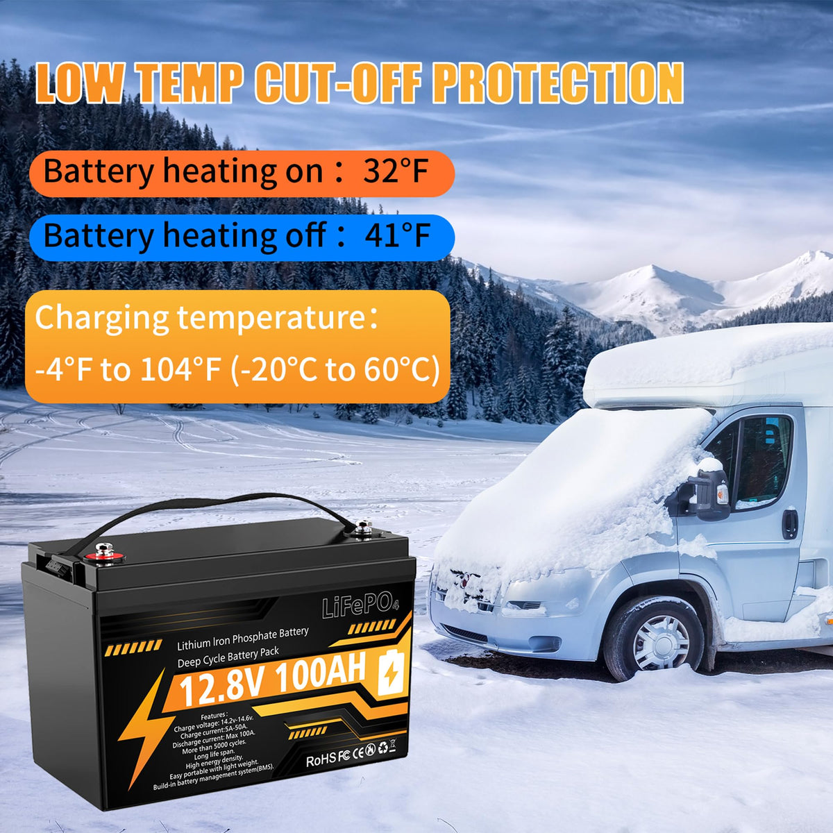 12V 100Ah LiFePO4 Deep Cycle Battery A6461