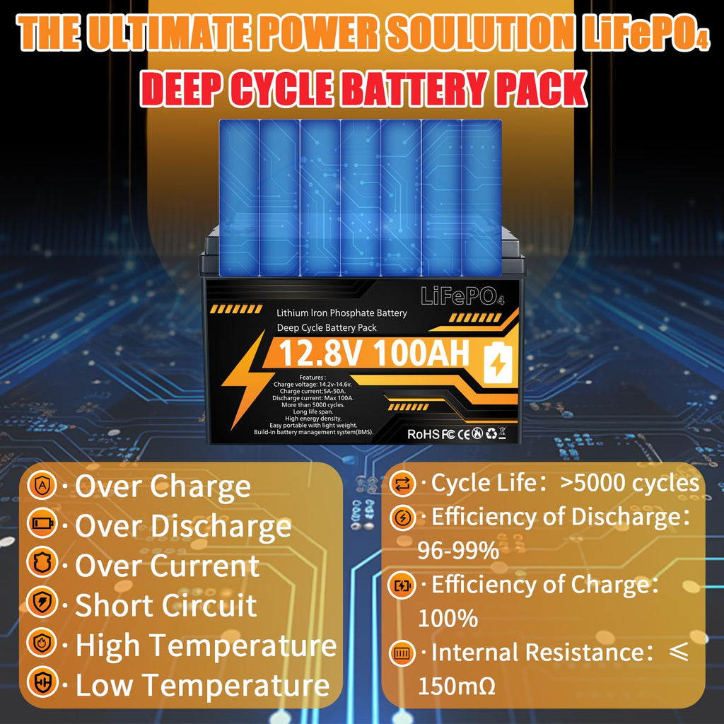 12V 100Ah LiFePO4 Deep Cycle Battery A6461