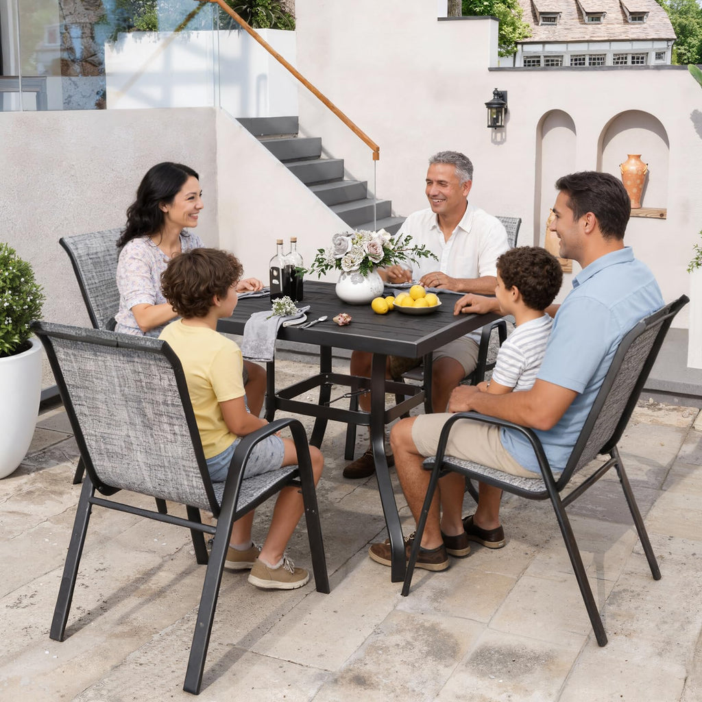 Grey Set of 4 Stackable Textilene Metal Patio Chairs W494040