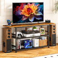 Rustic Brown TV Stand up to 55 Inch with 3 Tier Storage Shelves Q9410