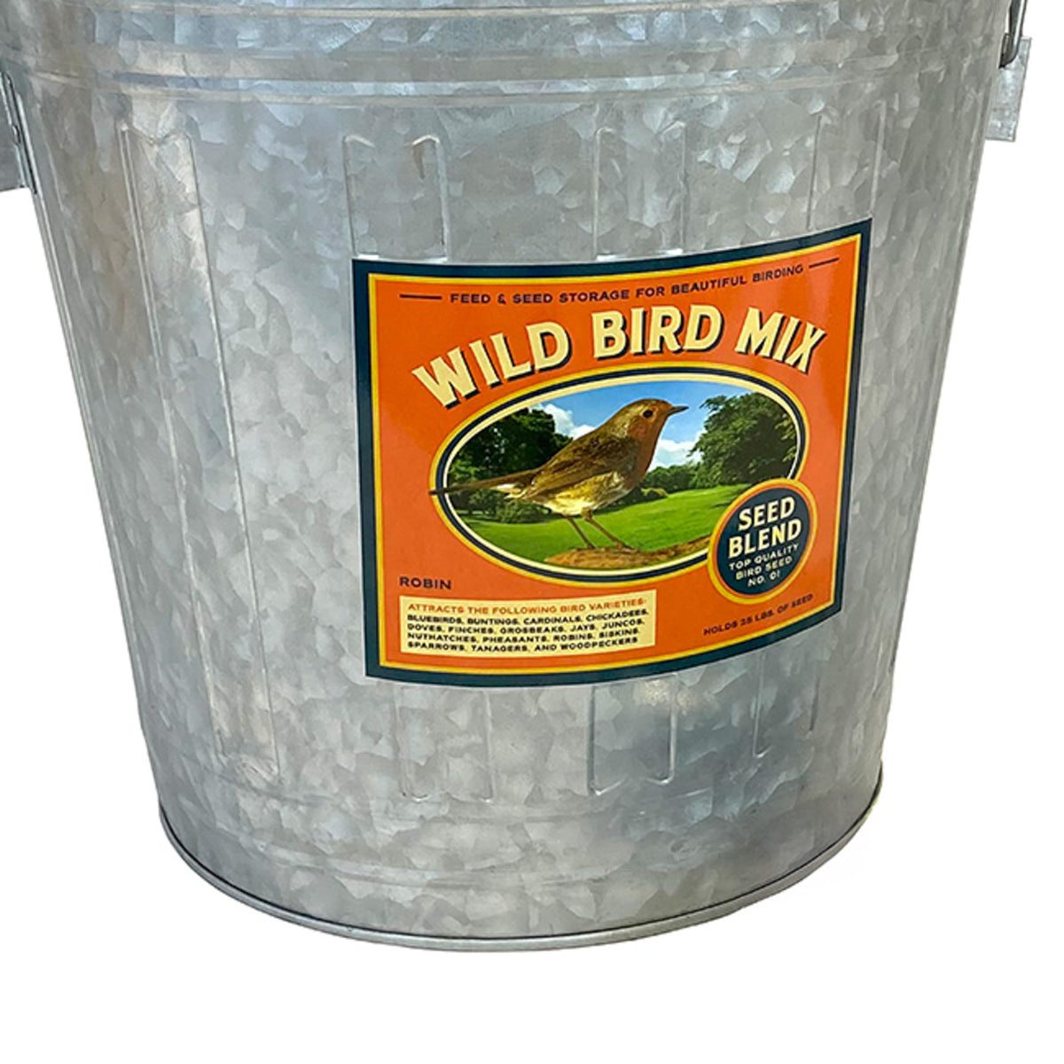 Galvanized Steel Bird Seed Storage Bucket Bin with Scoop I815