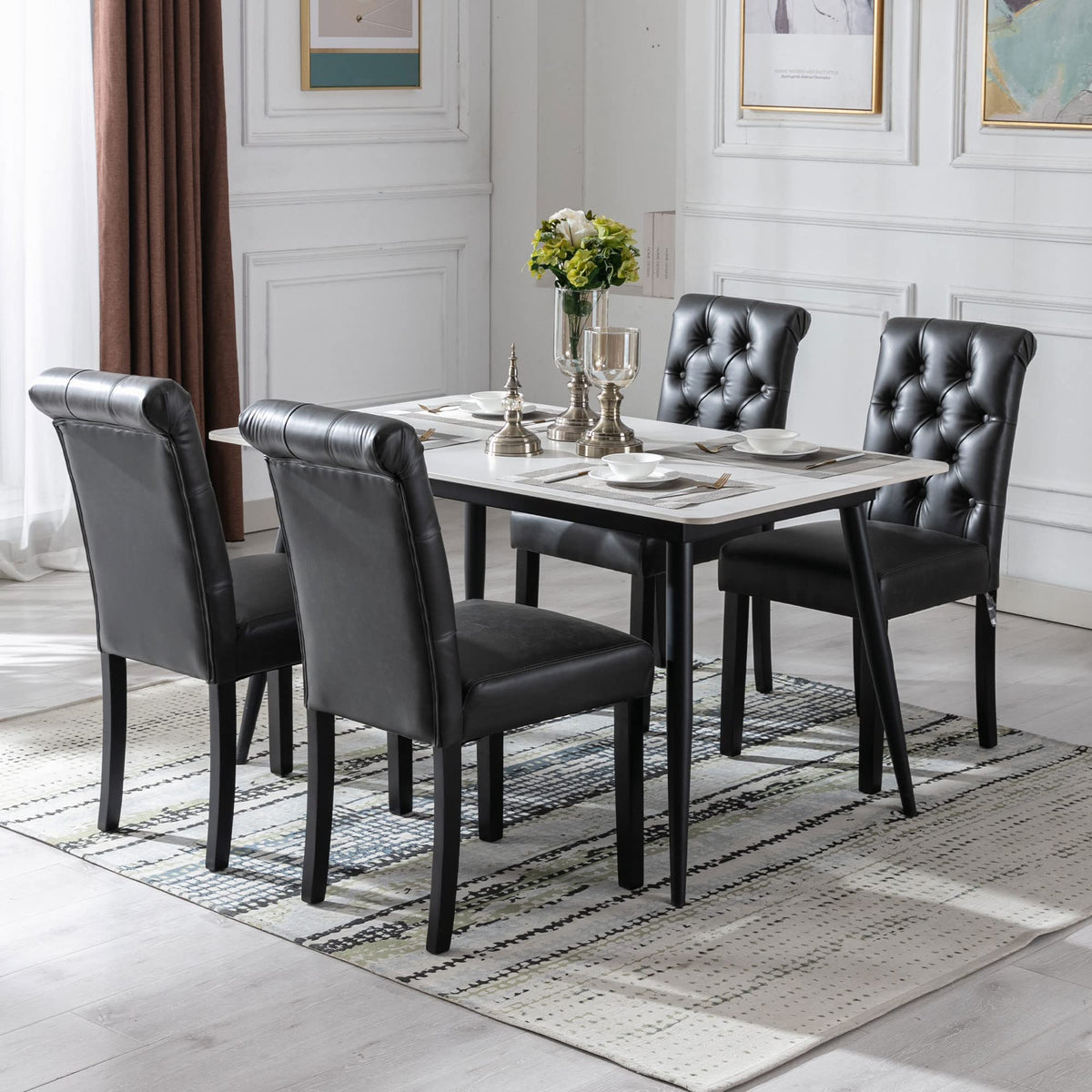 Black PU Leather Dining Chairs Set of 4 G95389